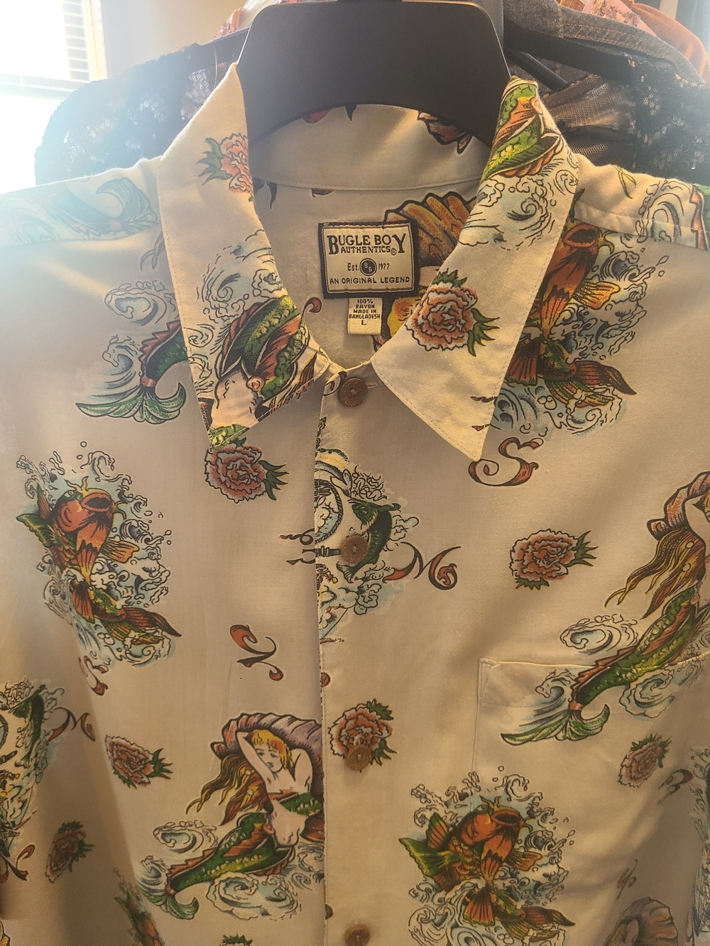 Cream Floral Graphic Button-Up Shirt